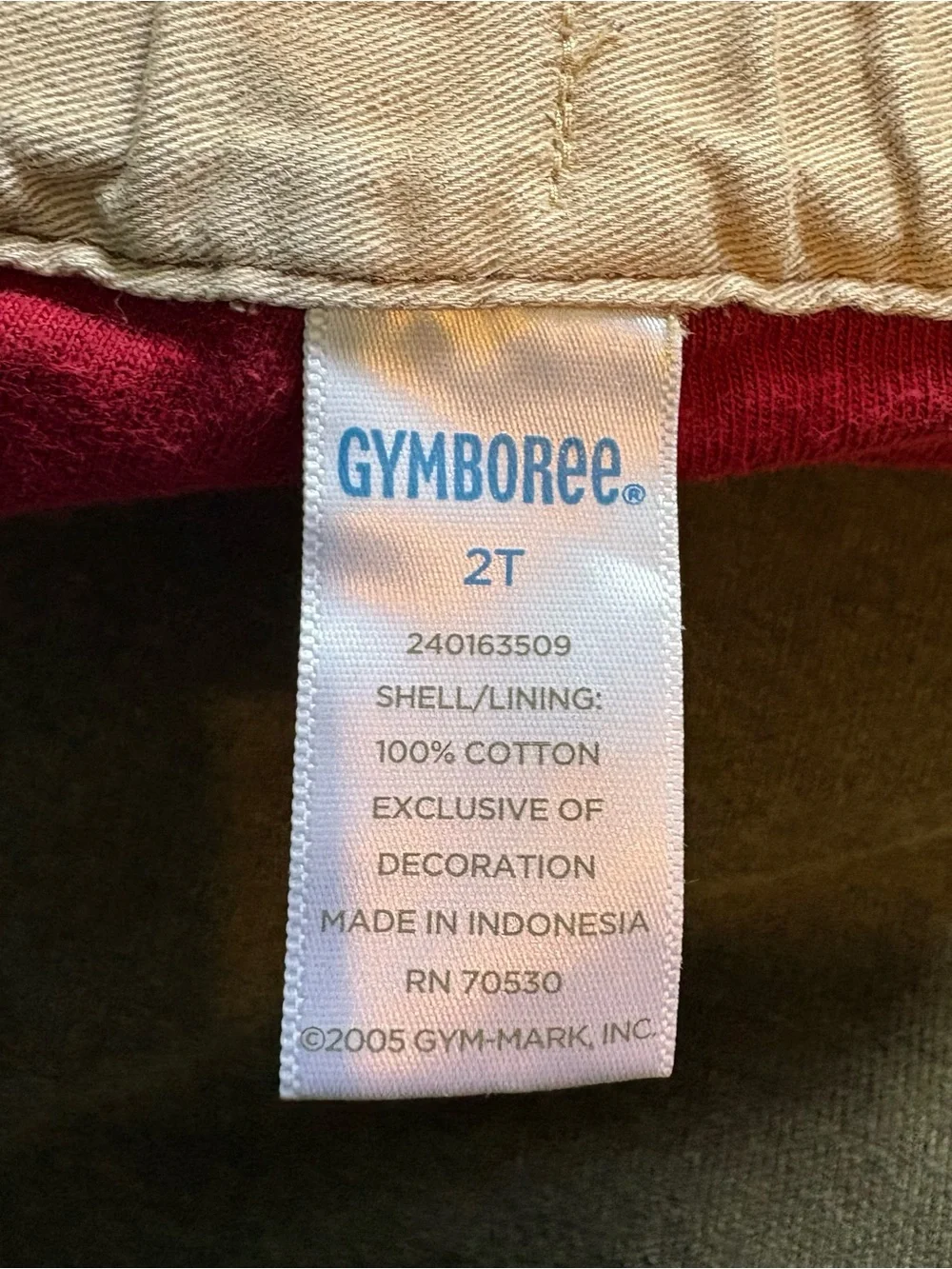 Gymboree Toddler 2T Beige Cargo Pants Fleece Lined Buttons inside Waist